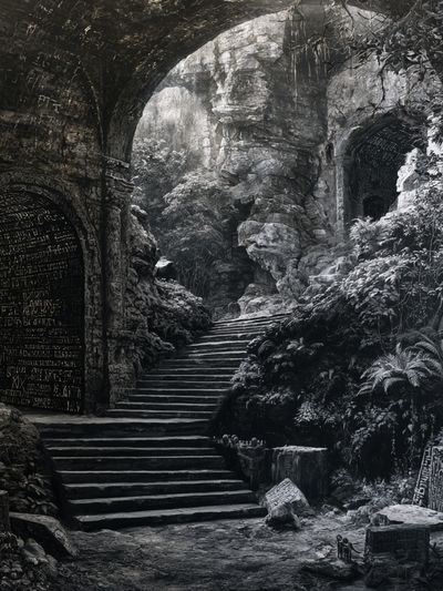 Ancient Jungle Ruins Photography Poster.