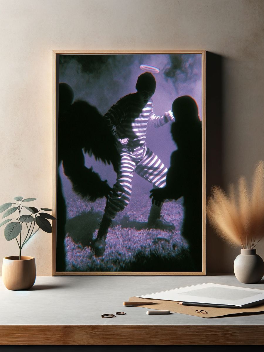 Surreal Striped Figure Photography Poster. — room view 2