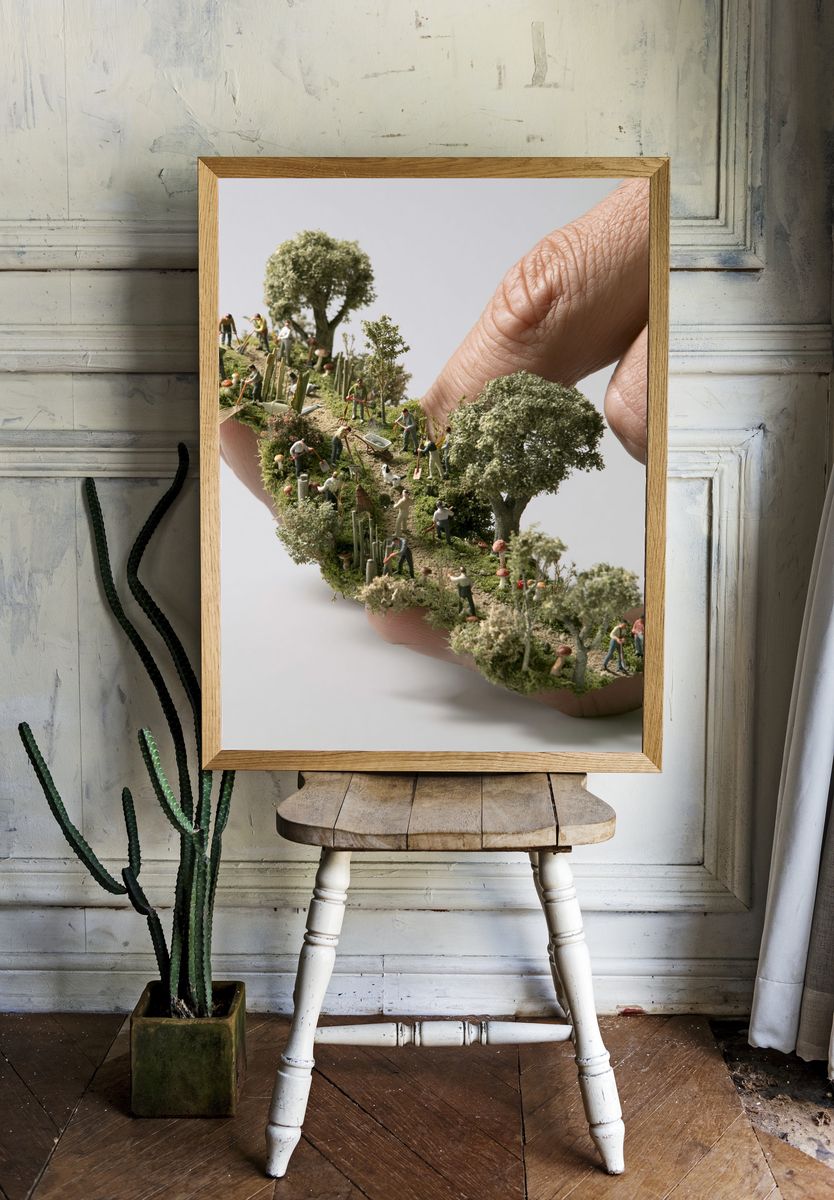 Miniature Garden Hand Photography Poster. room preview