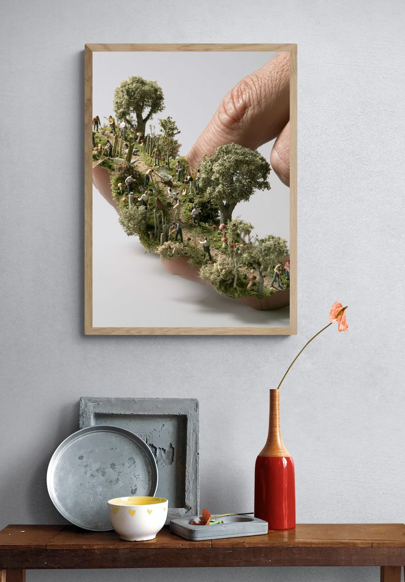 Miniature Garden Hand Photography Poster. — room view 3