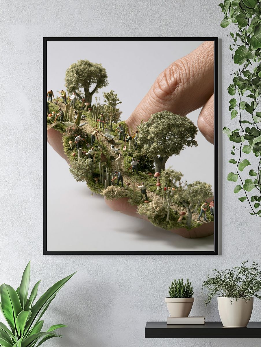 Miniature Garden Hand Photography Poster. — room view 4