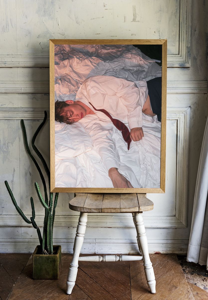 Sleeping Man Portrait Photography Poster. room preview