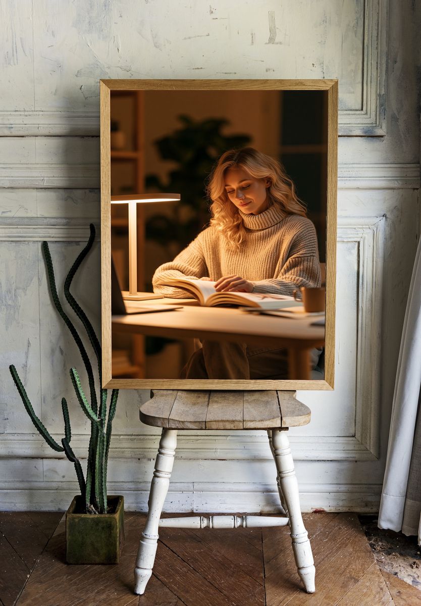 Cozy Reading Portrait Poster. — room view 1