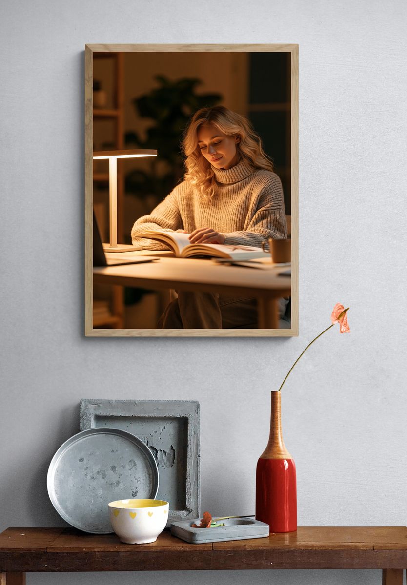 Cozy Reading Portrait Poster. — room view 3