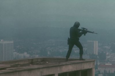 Urban Sniper Silhouette Photography Poster.