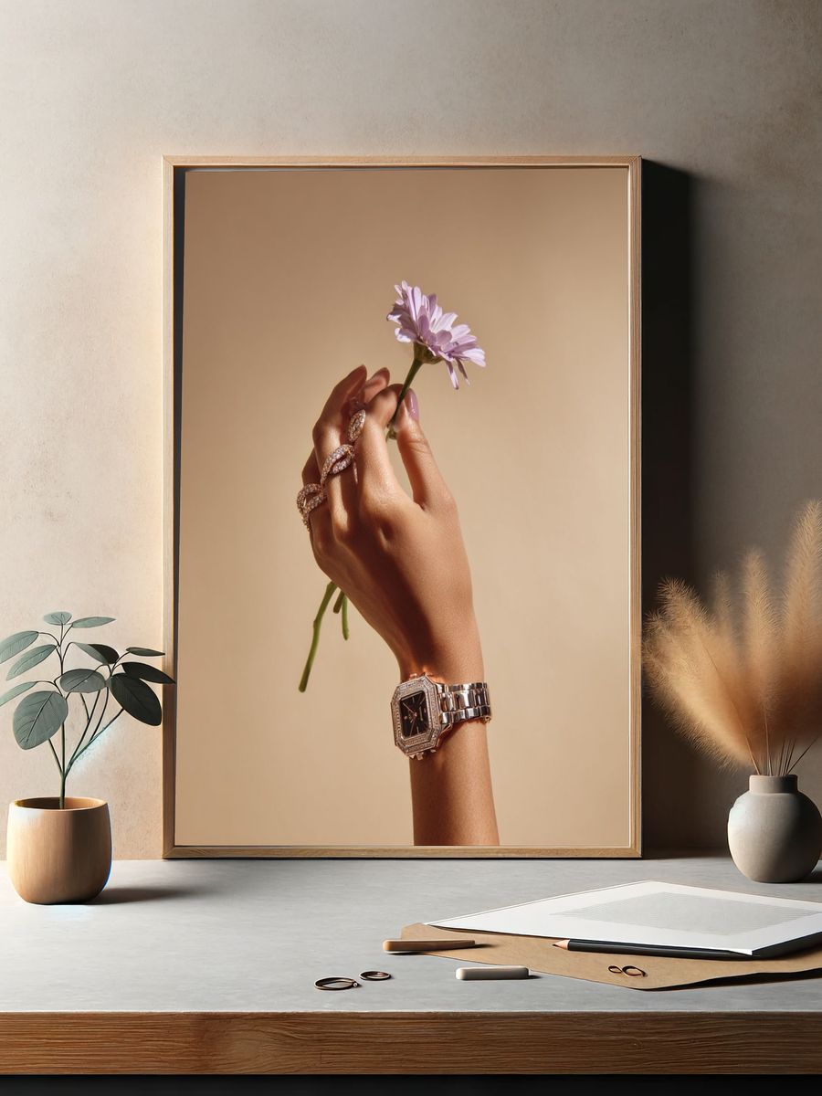 Elegant Hand with Flower Photography Poster. — room view 2