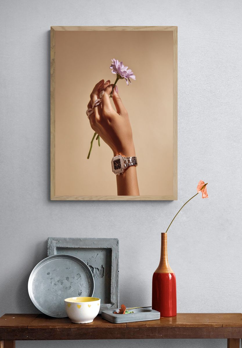 Elegant Hand with Flower Photography Poster. — room view 3