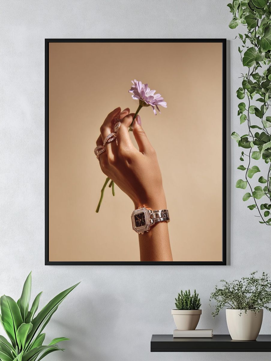 Elegant Hand with Flower Photography Poster. — room view 4