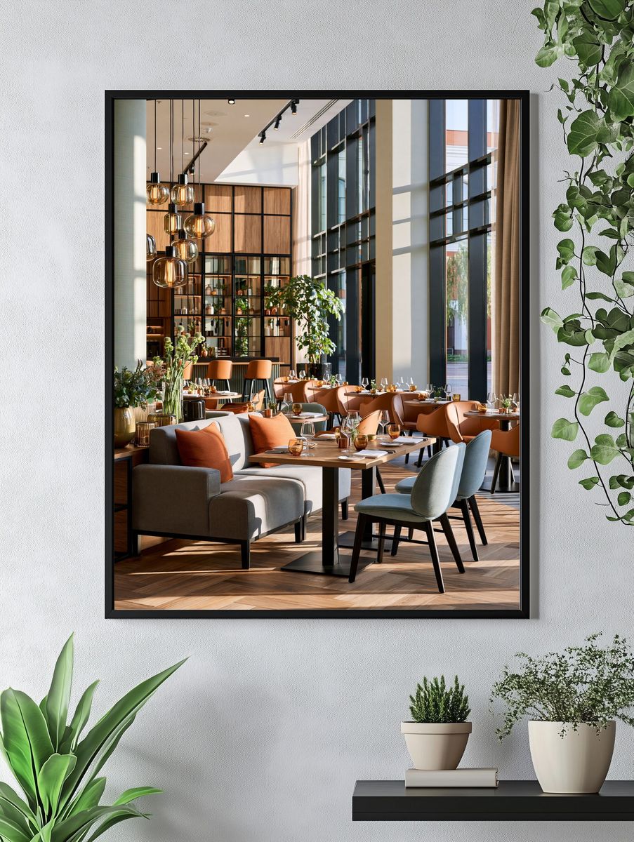 Modern Restaurant Interior Photography Poster. — room view 4
