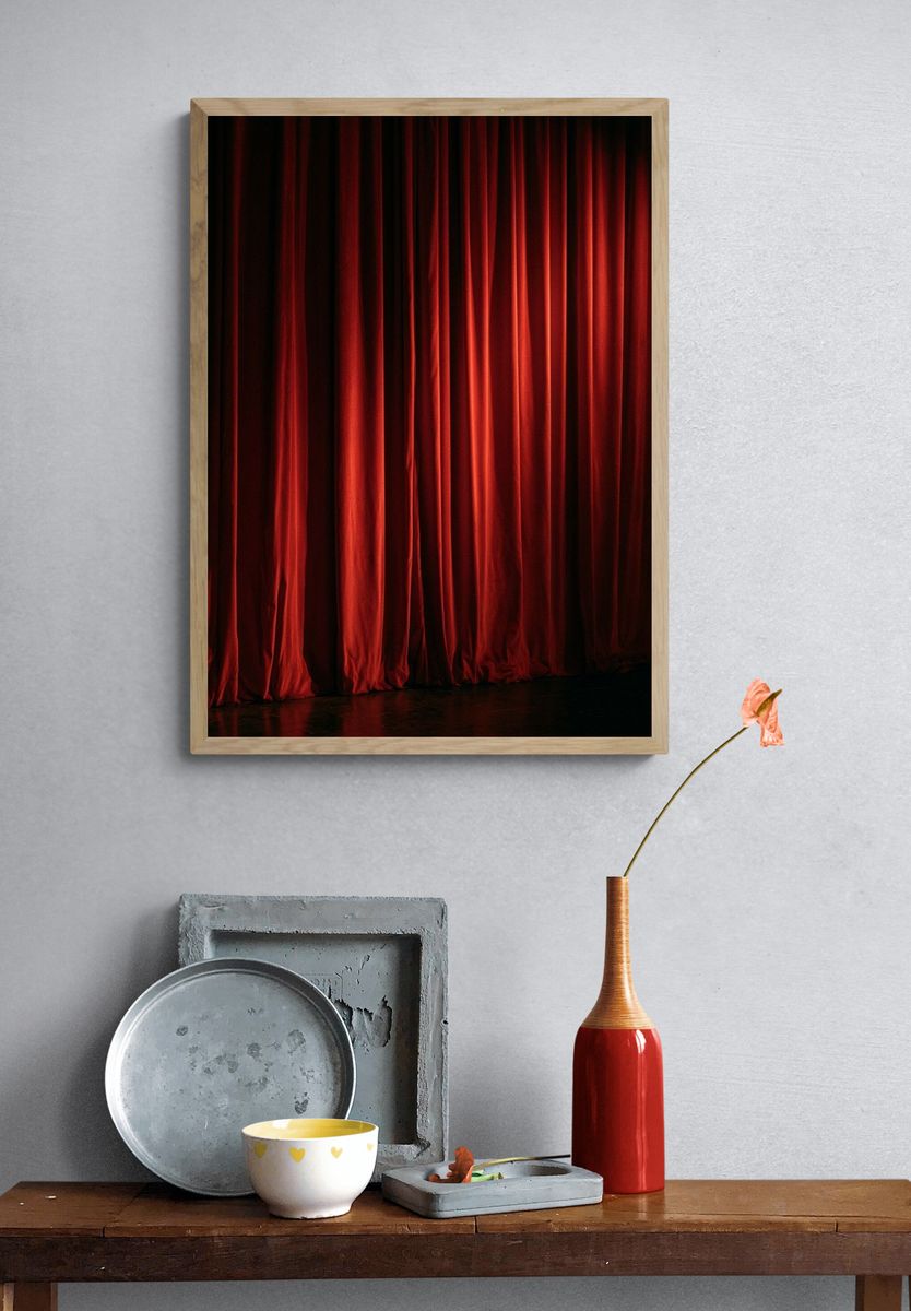Red Velvet Curtains Photography Poster. — room view 3