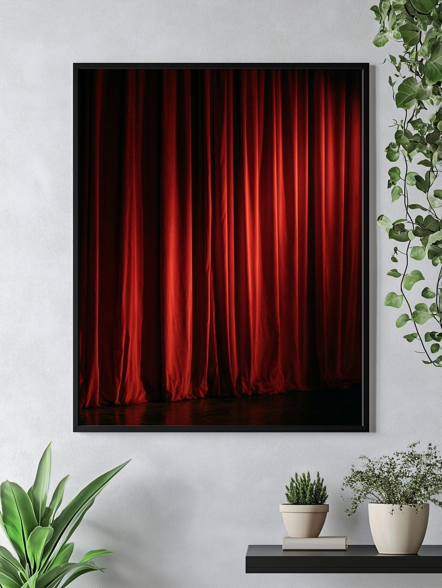 Red Velvet Curtains Photography Poster. — room view 4