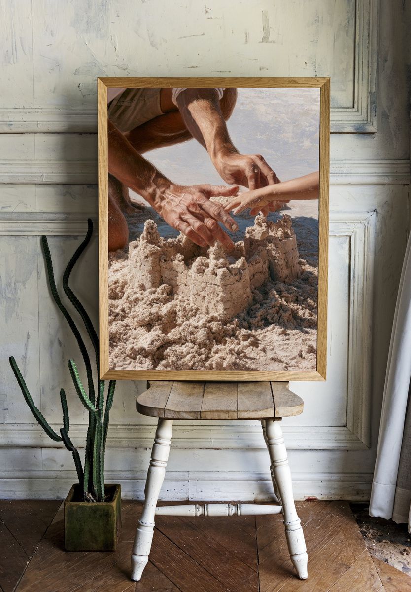 Sandcastle Hands Photography Poster. — room view 1