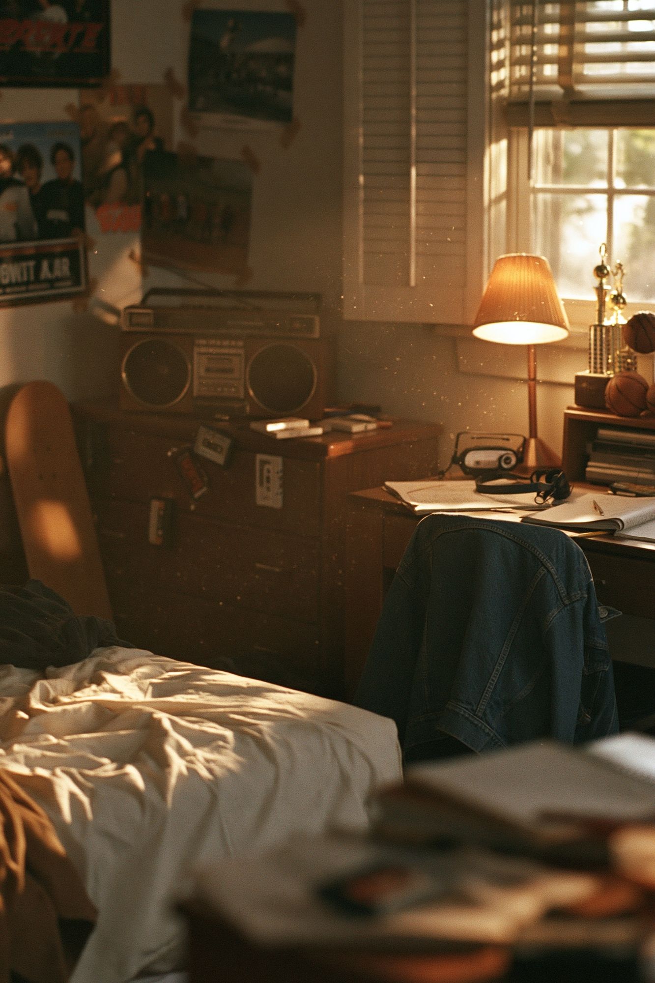 Sunlit Bedroom Interior Photography Poster. poster detail