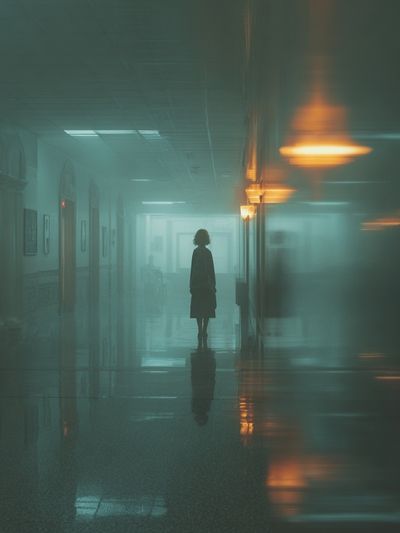 Misty Hallway Silhouette Photography Poster. poster