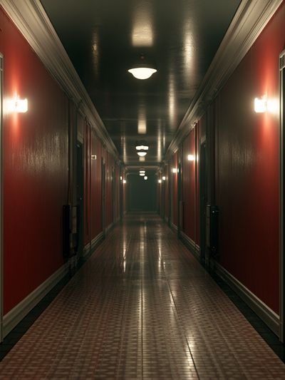 Moody Red Hallway Photography Poster.