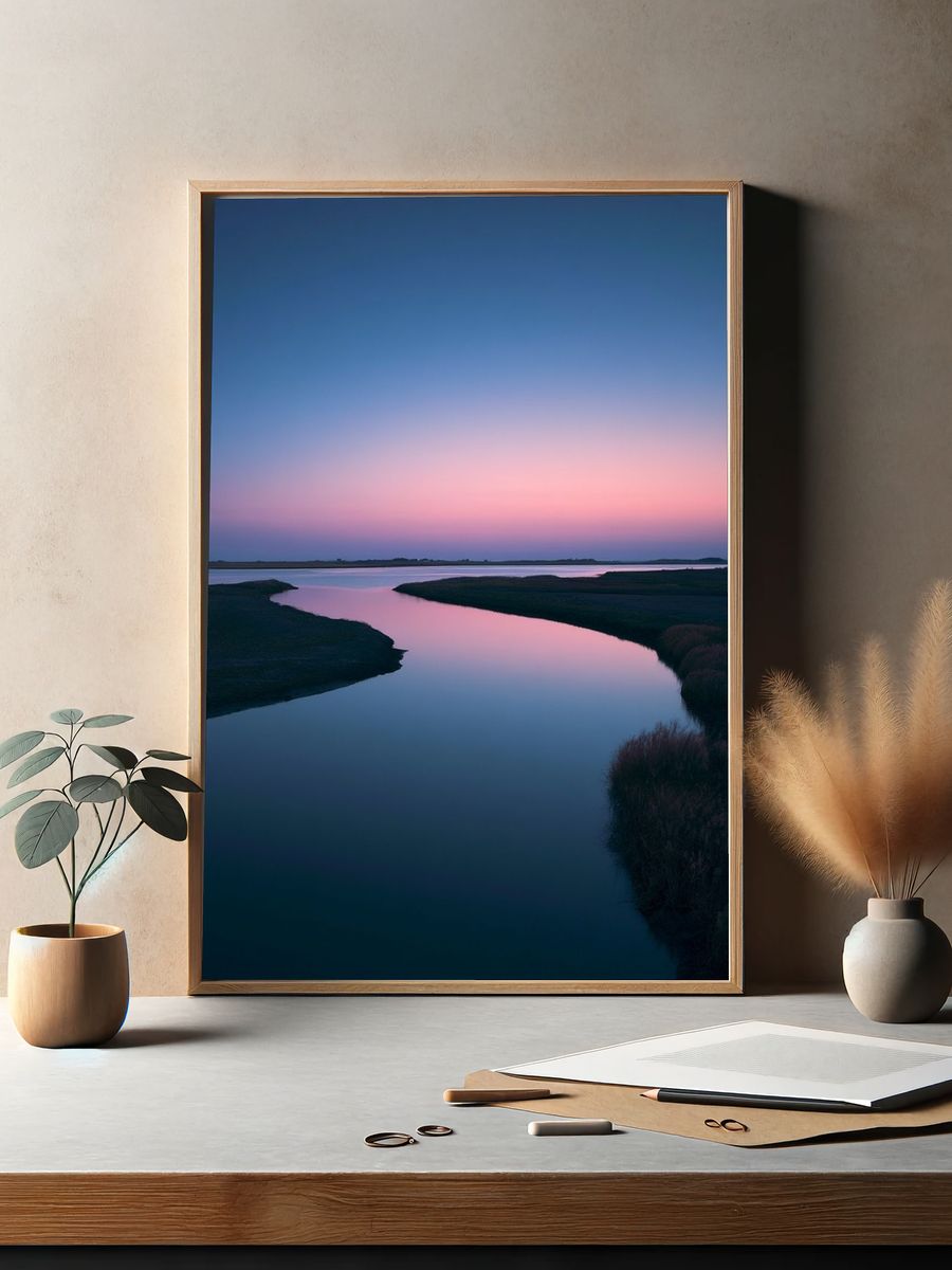 Twilight River Landscape Poster. — room view 2