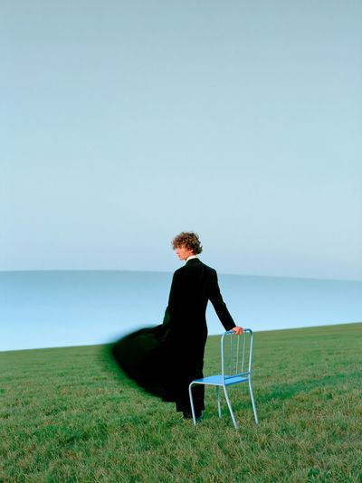 Solitary Figure in Field Photography Poster.