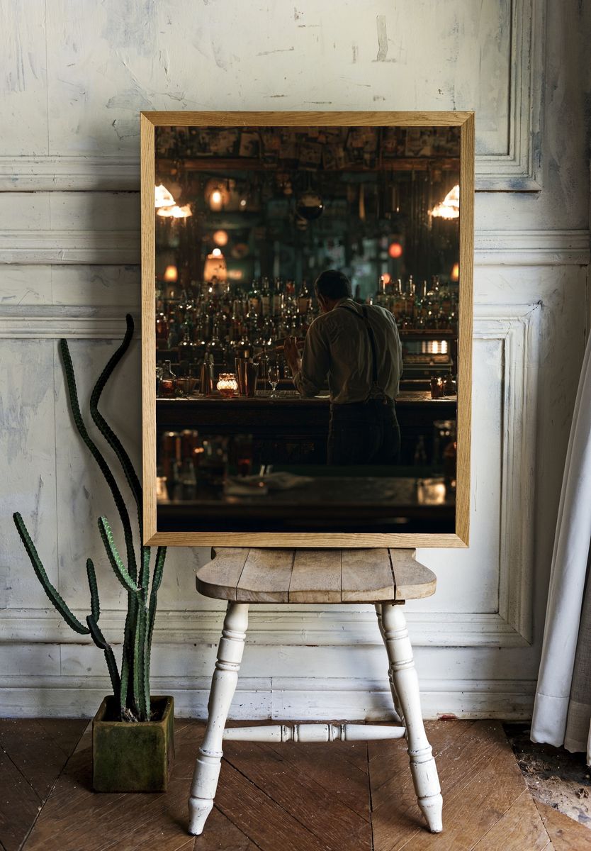 Dimly Lit Bar Interior Photography Poster. room preview