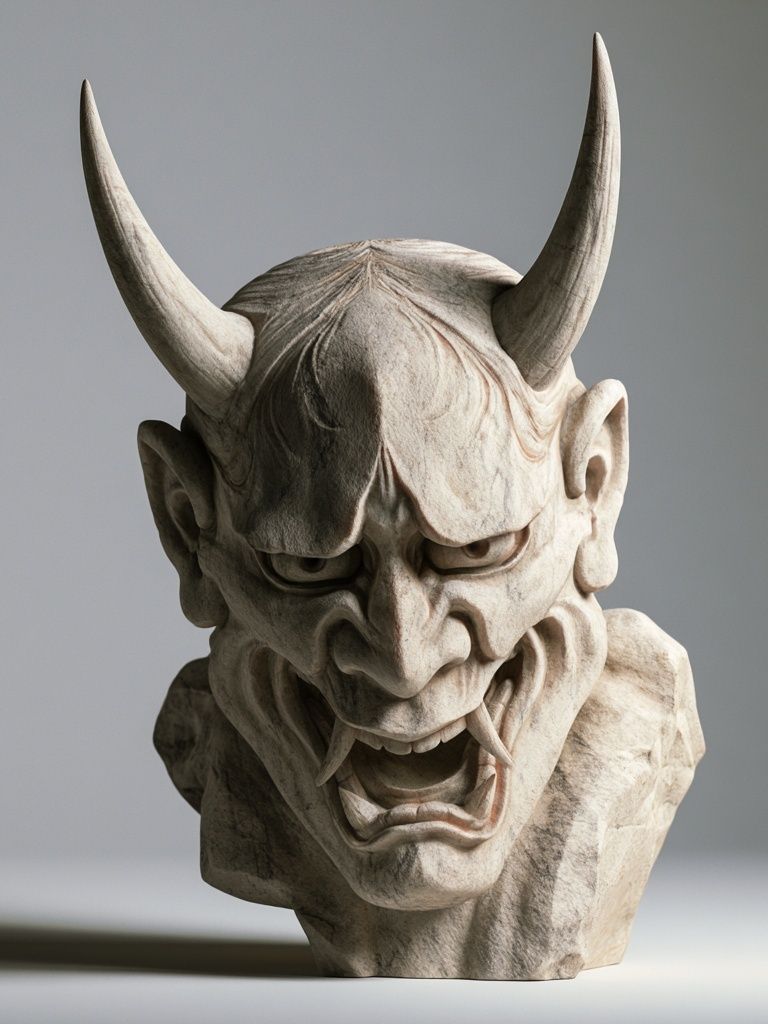 Demon Mask Sculpture Photography Poster. poster — photography art
