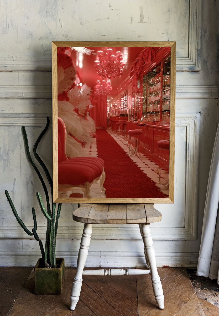 Crimson Glam Interior Photography Poster. — room view 1