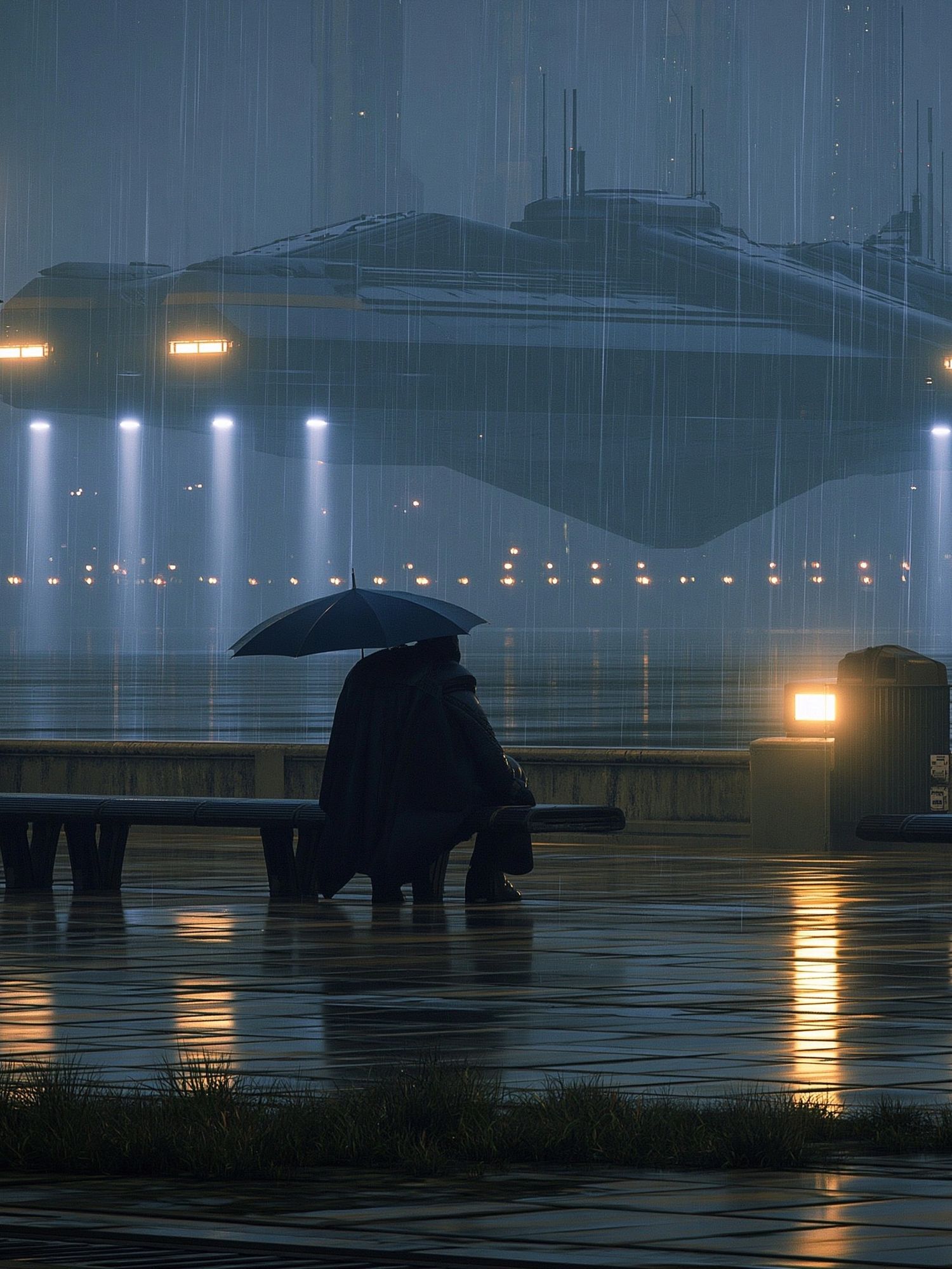 Rainy Harbor Sci-Fi Photography Poster. poster — photography art