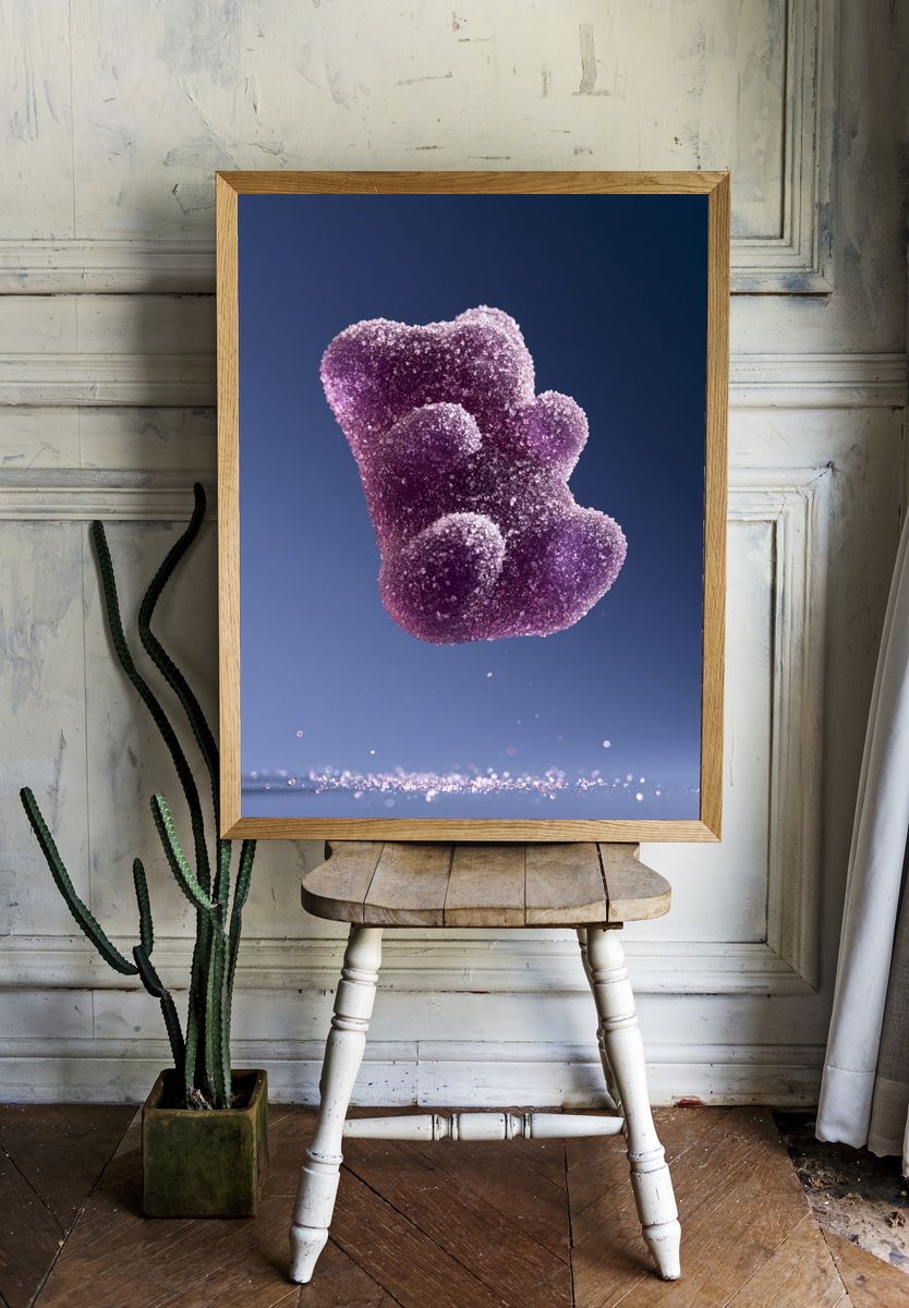 Purple Gummy Bear Photography Poster. room preview