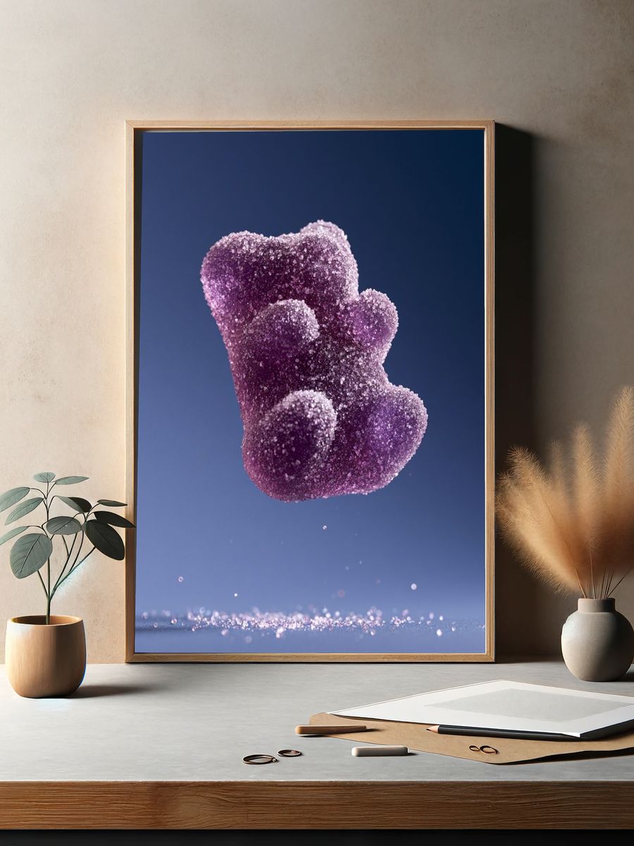 Purple Gummy Bear Photography Poster. — room view 2
