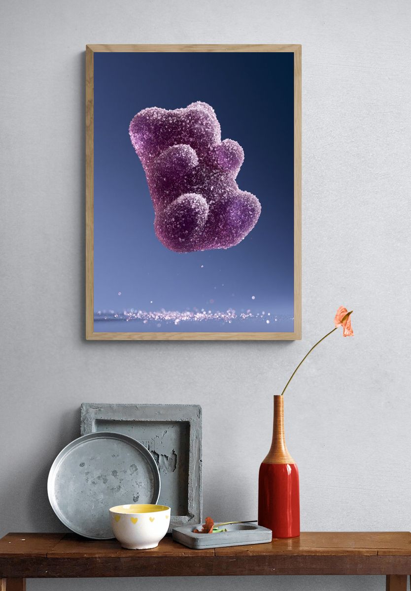 Purple Gummy Bear Photography Poster. — room view 3