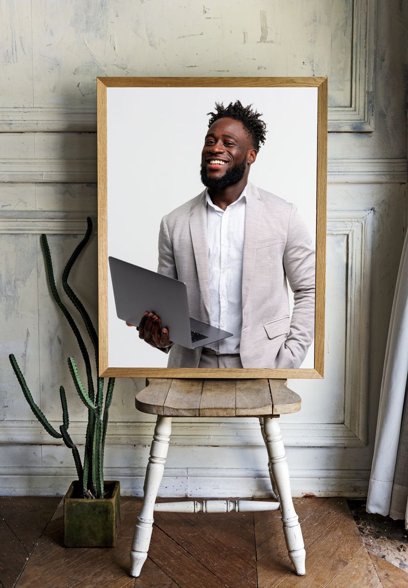 Smiling Businessman Portrait Poster. — room view 1