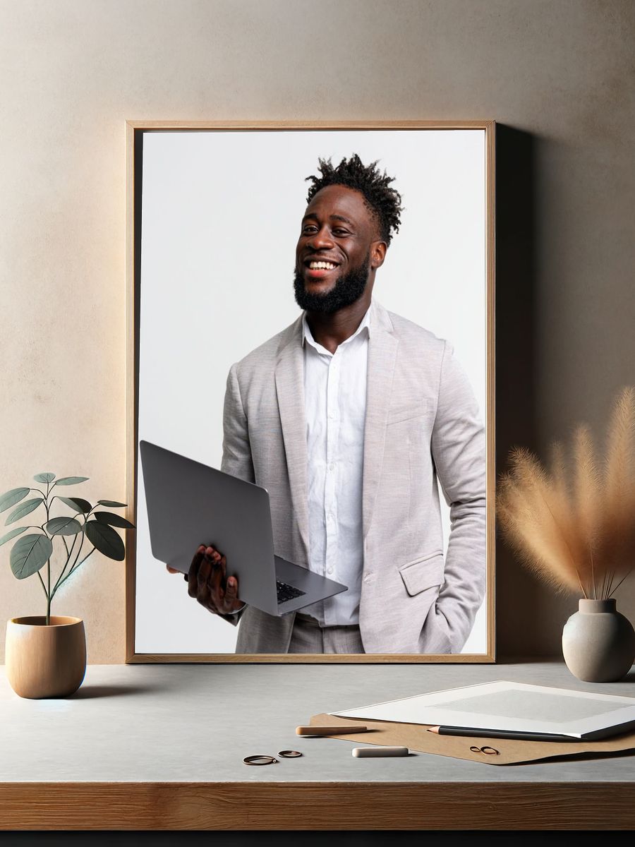 Smiling Businessman Portrait Poster. — room view 2