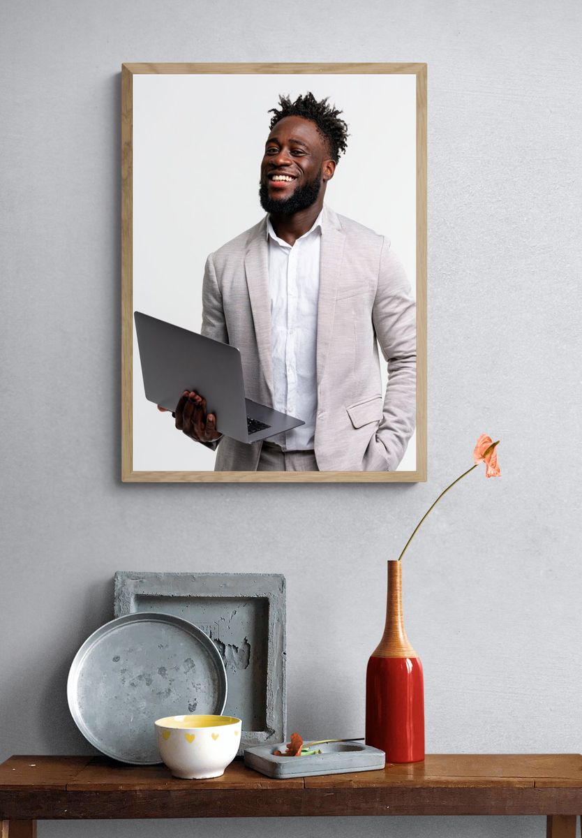 Smiling Businessman Portrait Poster. — room view 3