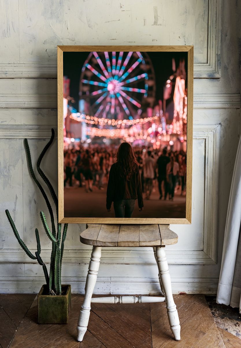 Ferris Wheel Night Carnival Photography Poster. room preview