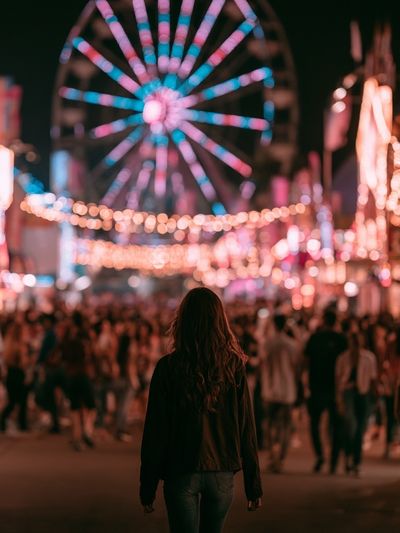 Ferris Wheel Night Carnival Photography Poster. poster