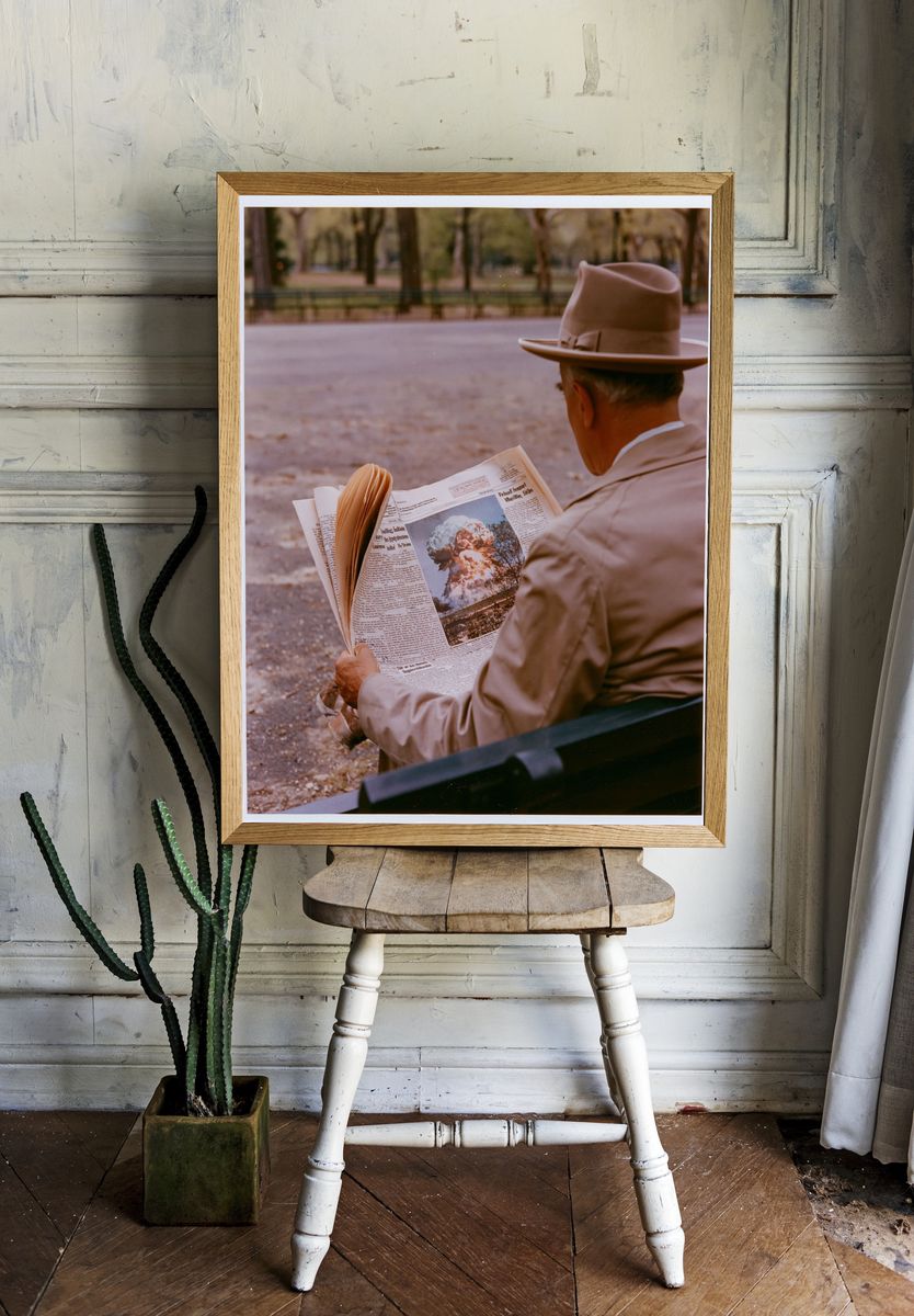 Man Reading Newspaper Photo Poster. — room view 1