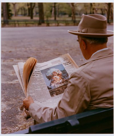 Man Reading Newspaper Photo Poster. poster