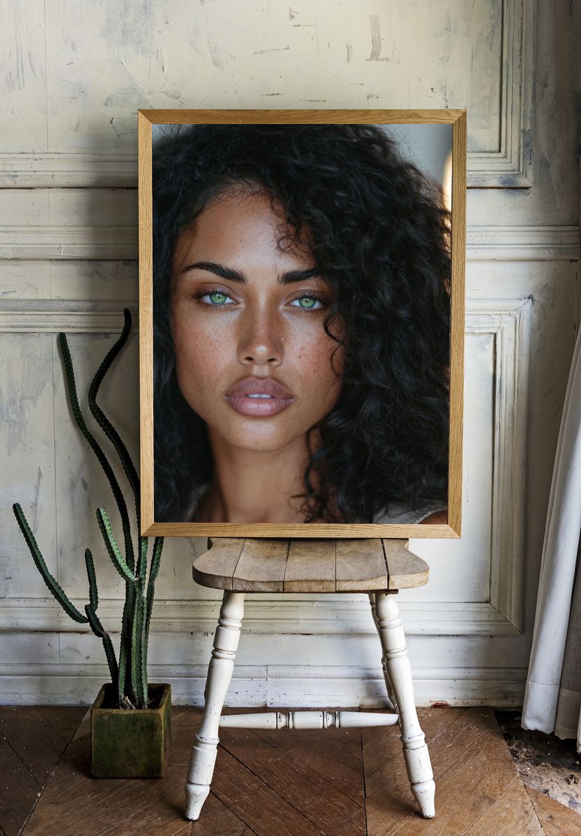 Curly Portrait Photography Poster. room preview
