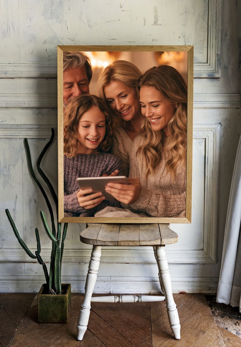Family Tablet Moment Photography Poster. room preview