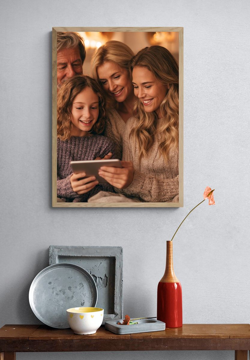Family Tablet Moment Photography Poster. — room view 3