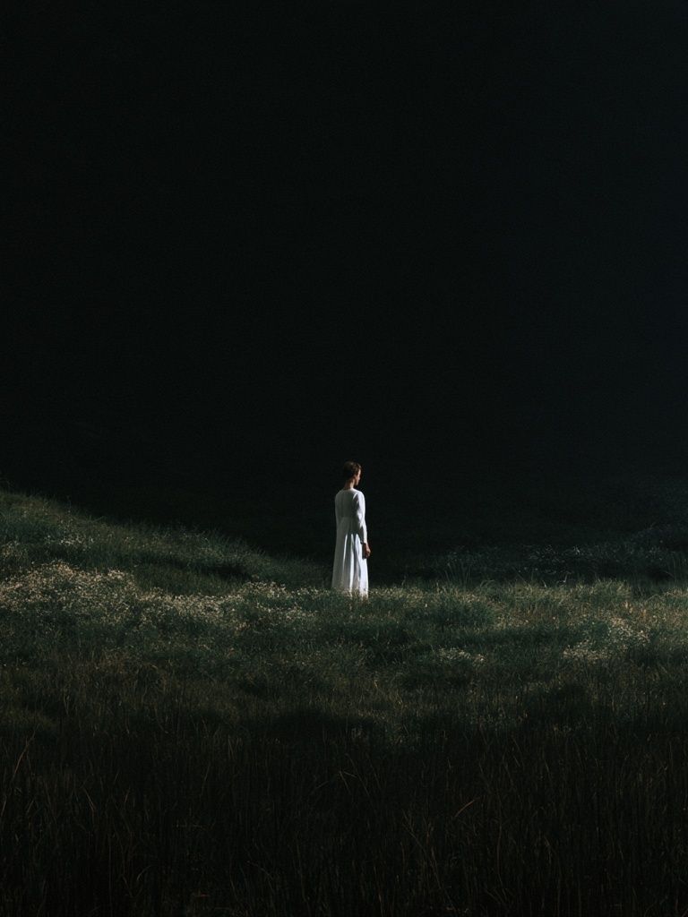 Solitary Figure in Meadow Photography Poster. poster — photography art