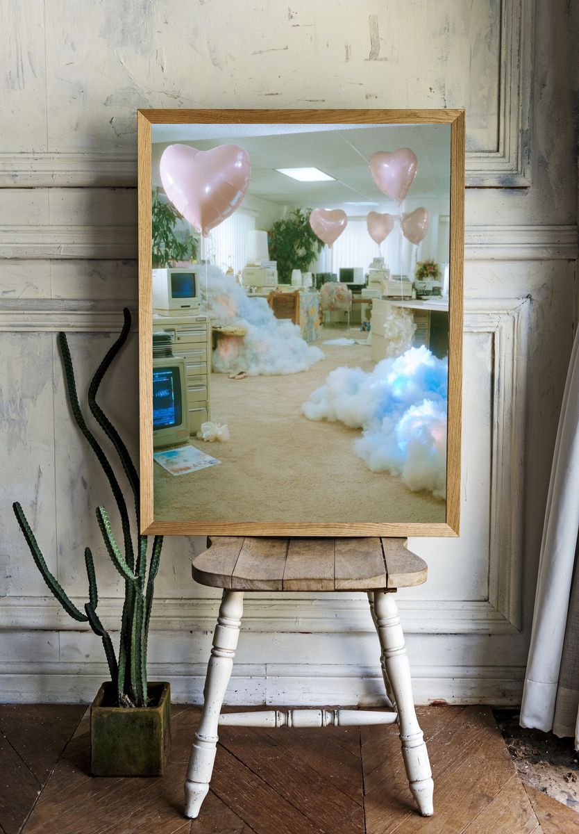 Dreamy Retro Office Poster. room preview