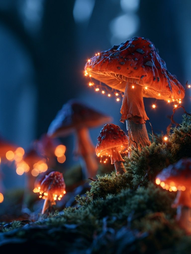 Glowing Mushroom Forest Photography Poster. poster — photography art