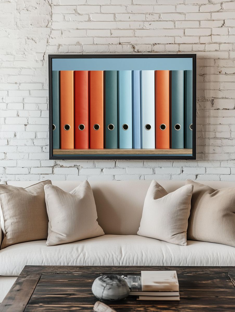 Colorful File Binders Photography Poster. room preview