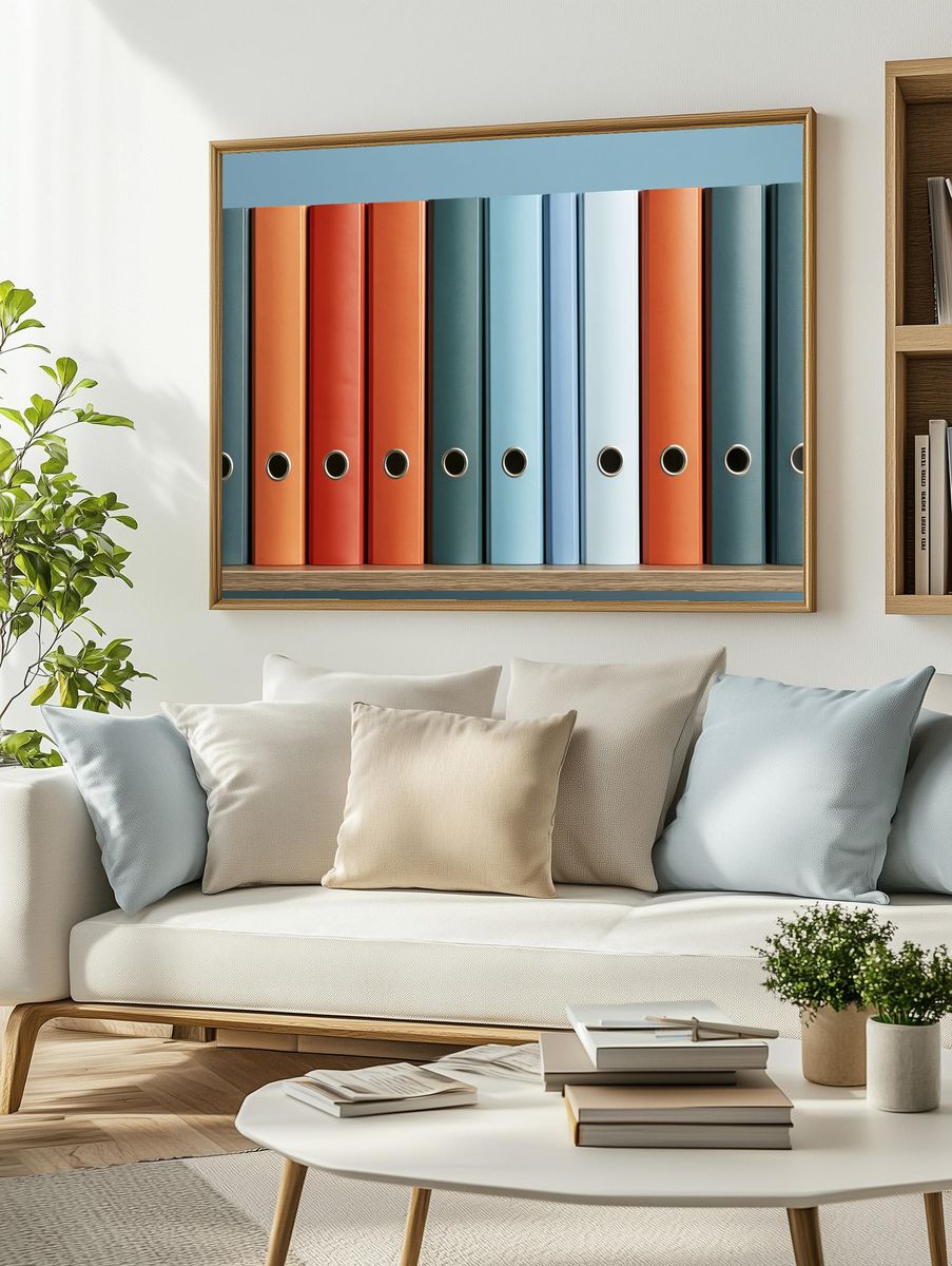 Colorful File Binders Photography Poster. — room view 2