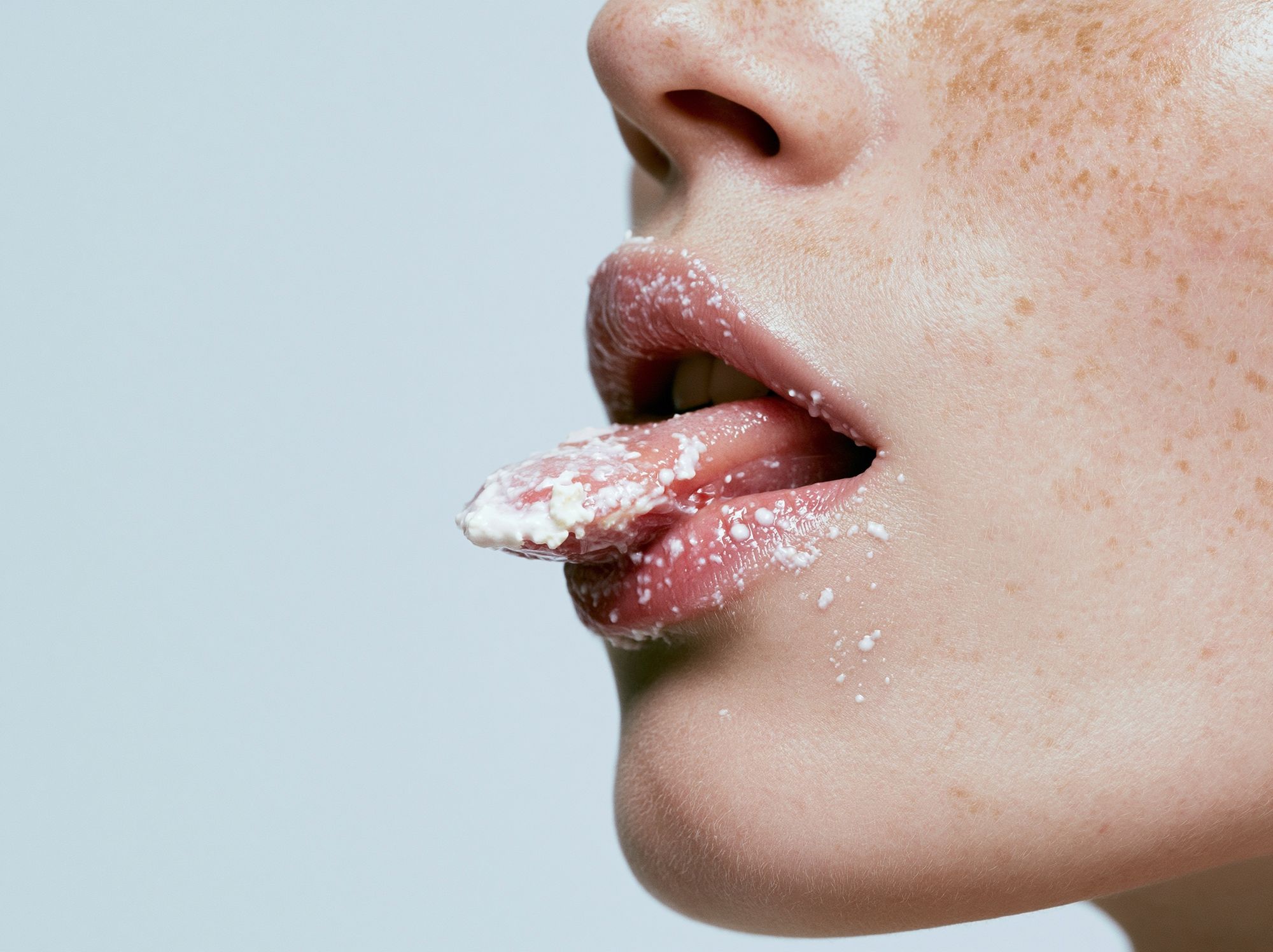 Freckled Lips Close-Up Photography Poster. poster — photography art