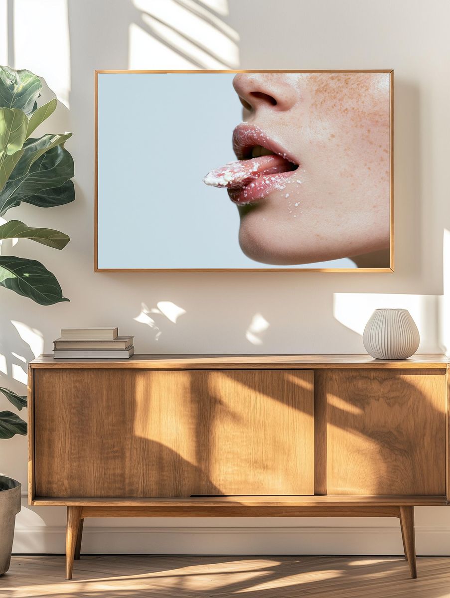 Freckled Lips Close-Up Photography Poster. — room view 3