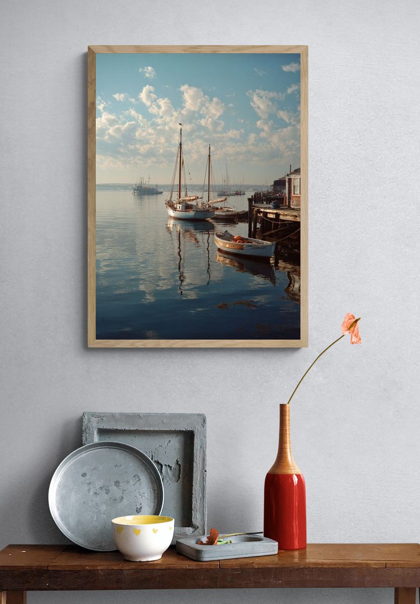Sailboats at Harbor — Photography Print. — room view 3