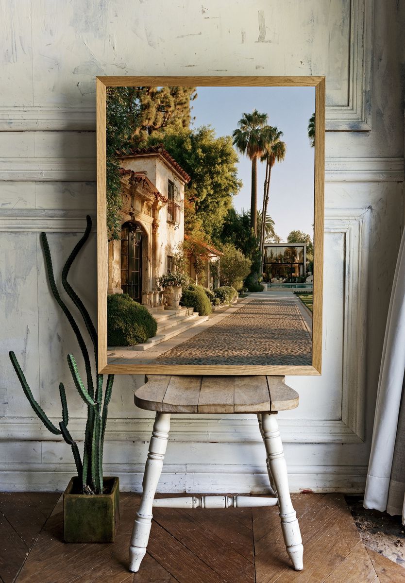 Palm Villa Courtyard Photography Poster. room preview