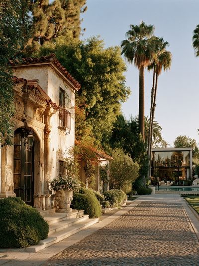 Palm Villa Courtyard Photography Poster. poster