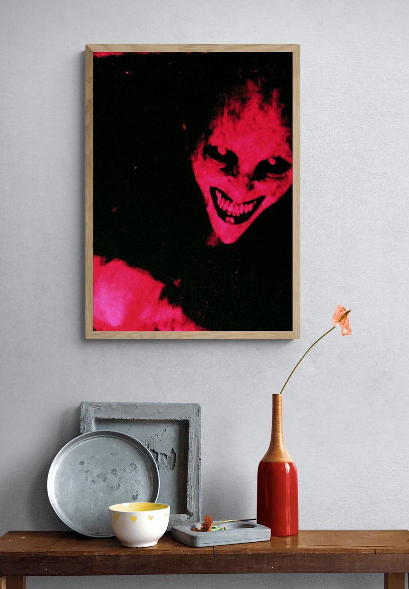 Neon Horror Face Photography Poster. — room view 3