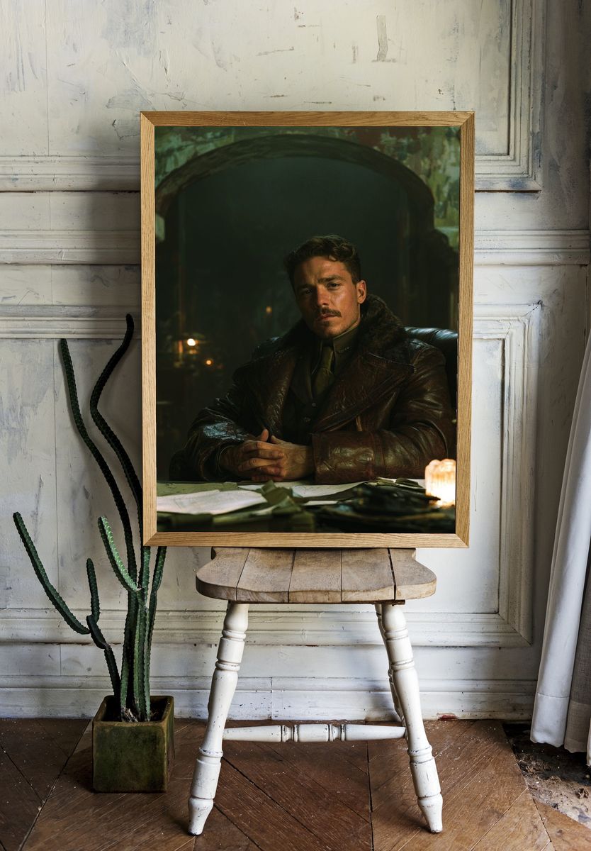 Moody Portrait in Green Light Poster. — room view 1